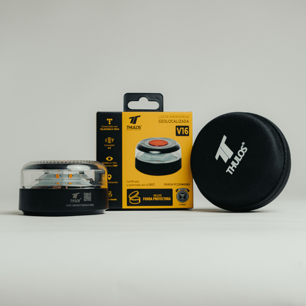 Balisa con geolocalización, conectada IoT, certificada por la DGT THULOS TH-V16-2